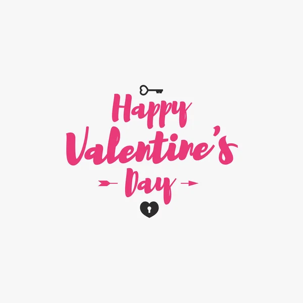 Valentines day emblem with symbol heart and key isolated on white background for — Stock Vector