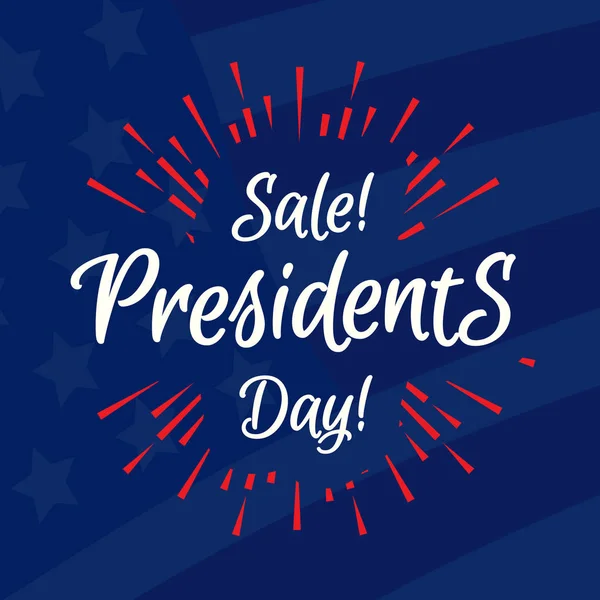 Happy president day sale banner with american flag background and sunburst — Stock Vector