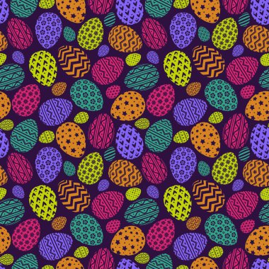 Mutlu Paskalya dekorasyon için farklı desenli renkli stil yumurta desen