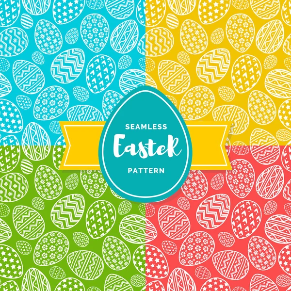 Vector easter eggs seamless pattern set color style para decoração, impressão em tecido — Vetor de Stock