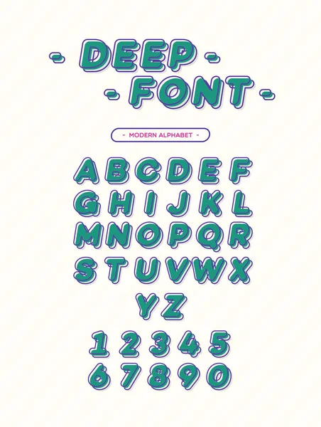 Vector deep font moderna tipografia. 3d alfabeto inclinado sans serif estilo para t-shirt —  Vetores de Stock