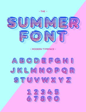 Vektör yaz yazı tipi Derma tarzı modern tipografi. Parti poster, t gömlek için alfabe