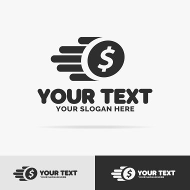 Para logo siluet coin için gönüllü firması uçan ile izole üzerinde arka plan ayarlamak