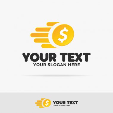 Renkli stil coin için banka ile vektör uçan para logo ayarlamak