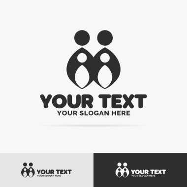 Vektör Aile logo basit rakamlar baba, anne ve iki çocuğu oluşan ayarla