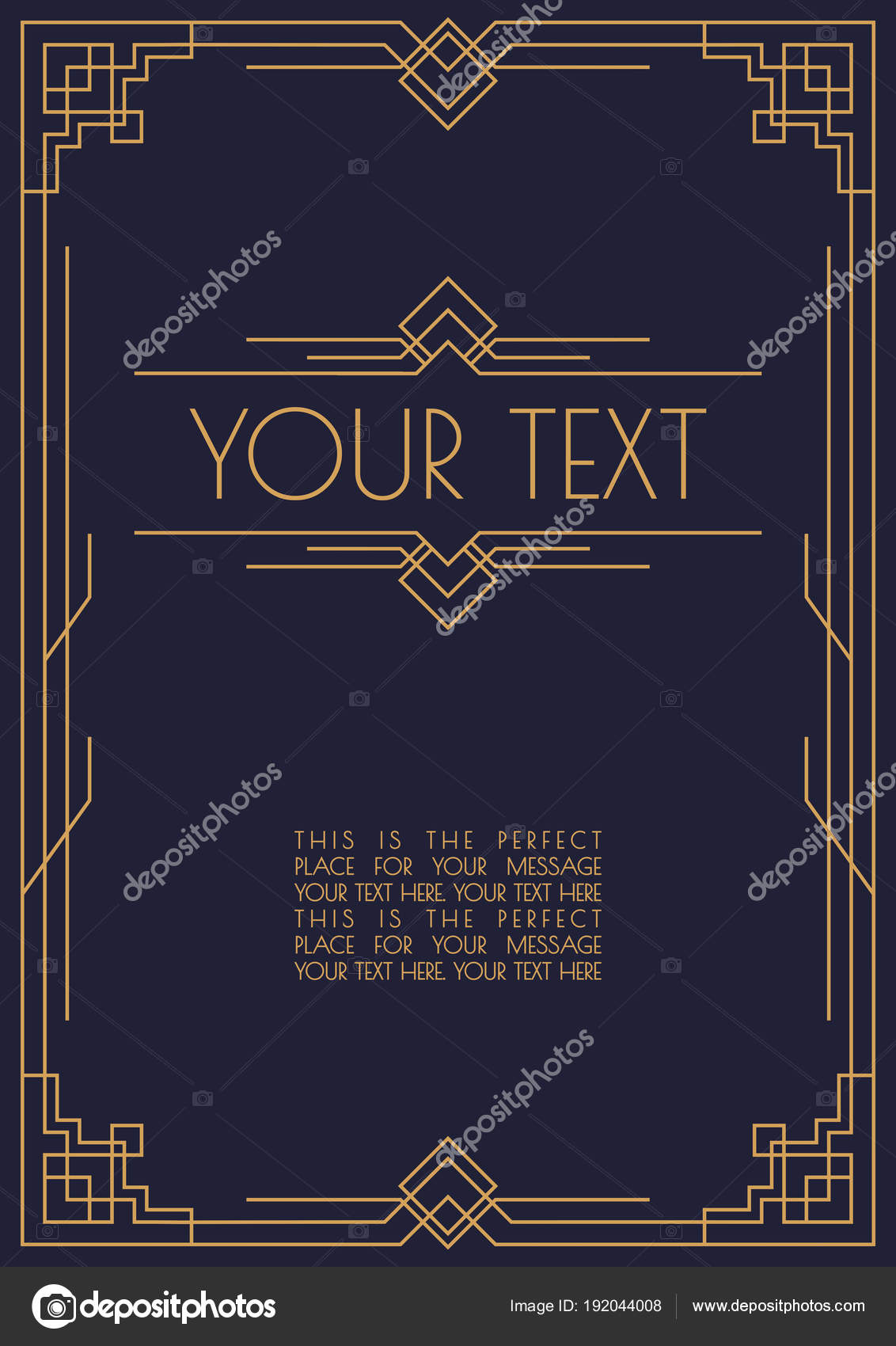 Invitation Template Art Deco And Arabic Style With Frame Line Gold
