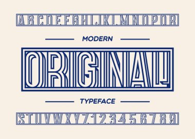 Özgün yazı tipi modern tipografi çizgi stili. Serin moda alhabet