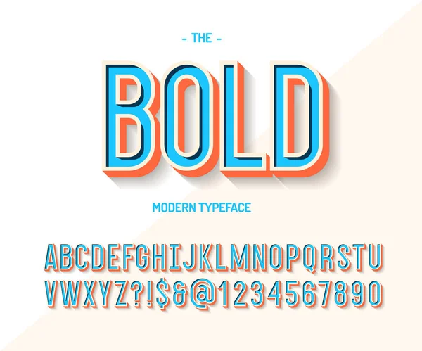 Fuente audaz estilo 3d colorido. Tipografía de tendencia tipográfica moderna . — Archivo Imágenes Vectoriales