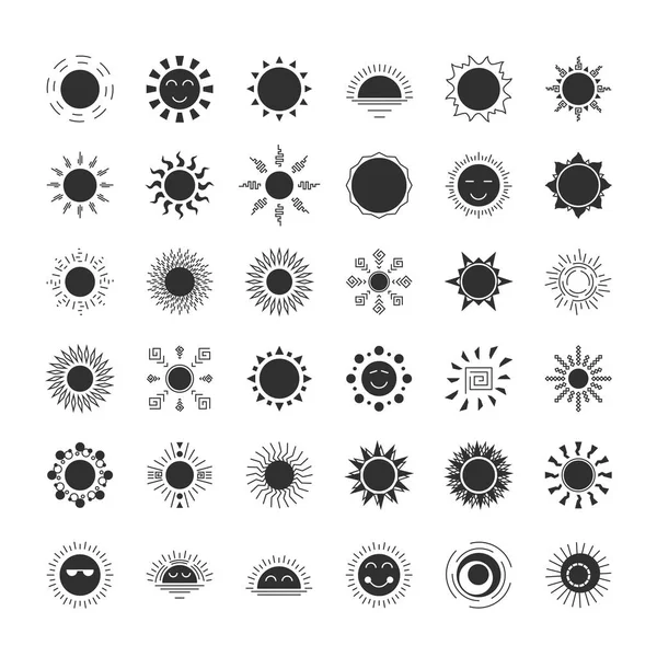 Солнце логотип набор черный цвет изолирован на белом фоне для путешествия логотип — стоковый вектор