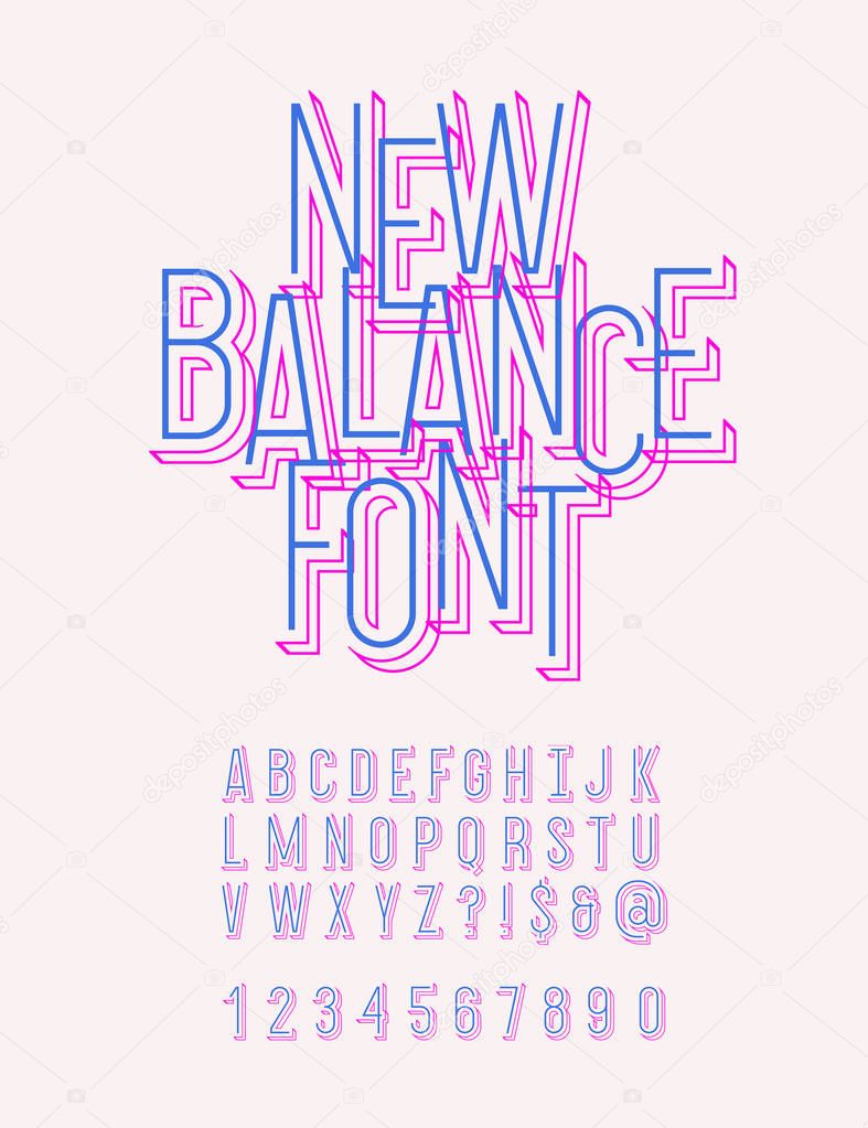 New balance original typeface modern colorful line style. Cool alhabet. Font trend typography for shop, party poster, t shirt, promotion. Vector Illustration 10 eps