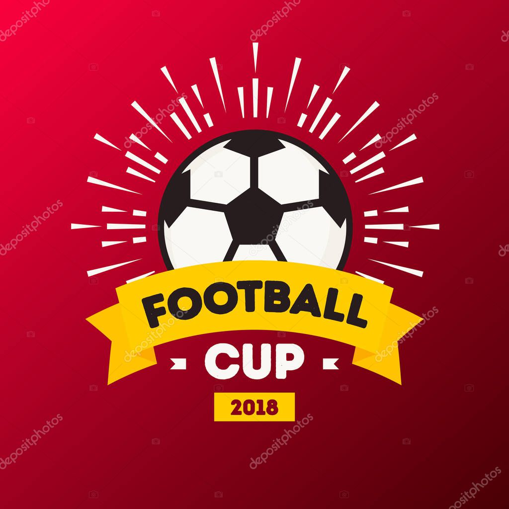 Vector Illustration world football cup 2018 soccer tournament background red color. Championship cup in Russia banner. 10 eps