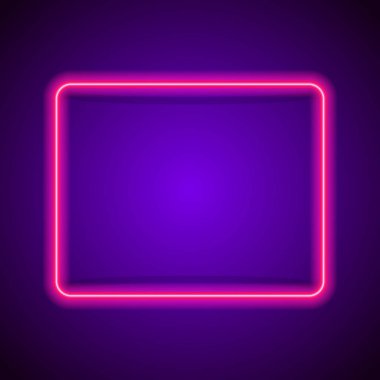 Vektör neon çerçeve pembe renk kafe için mor arka plan üzerinde afiş