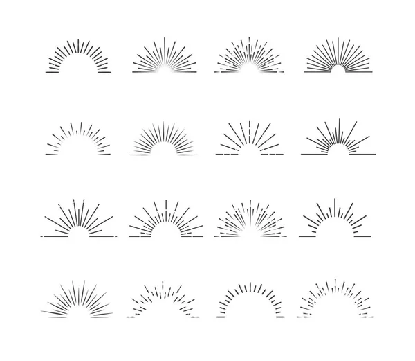 Sunburst vettoriale impostato colore nero isolato su sfondo bianco per emblema — Vettoriale Stock