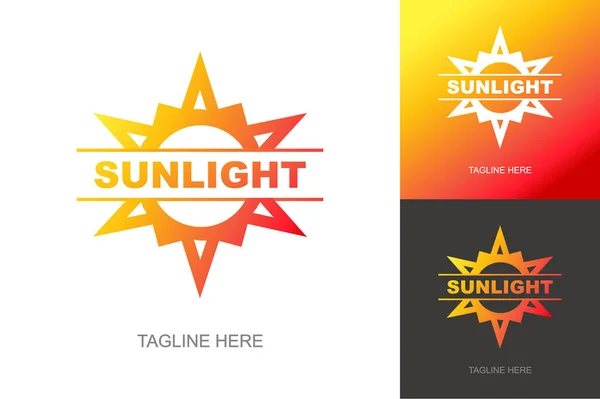 Sunlight logo set trendy gradient style for summer fest, eco company — Stock Vector