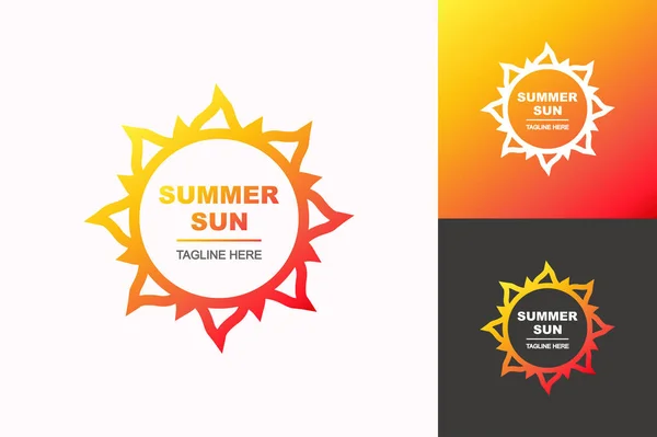 Vector verano sol logotipo conjunto gradiente estilo para la empresa de viajes — Vector de stock