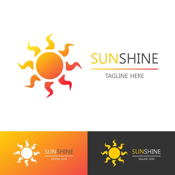 ベクトル太陽輝きロゴの夏エンブレムのセットのカラフルなスタイル、旅行会社 — ストックベクタ