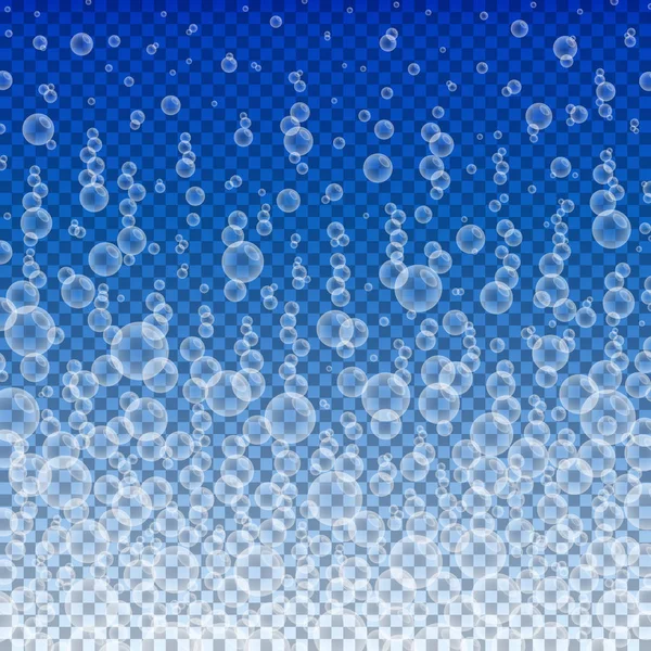 Vector vatten med bubblor på transparent bakgrund. — Stock vektor