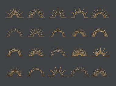 Vektör sunburst amblemi için gri arka plan üzerinde izole altın stilini ayarlama