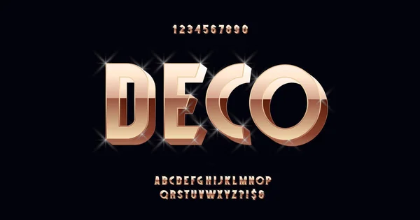 Art deco 3d vet lettertype vintage typografie — Stockvector