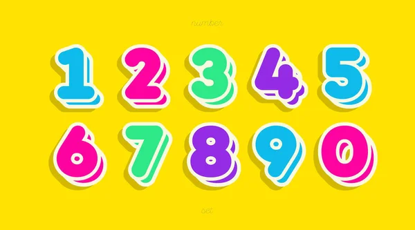 Vector number set cute 3d bold — Stock Vector