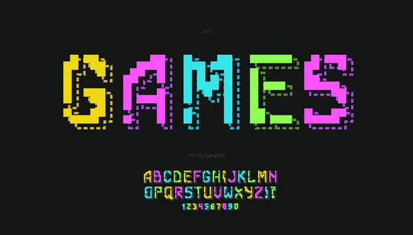 ( 영어 ) games vector font 3D 굵은 컬러 스타일 — 스톡 벡터