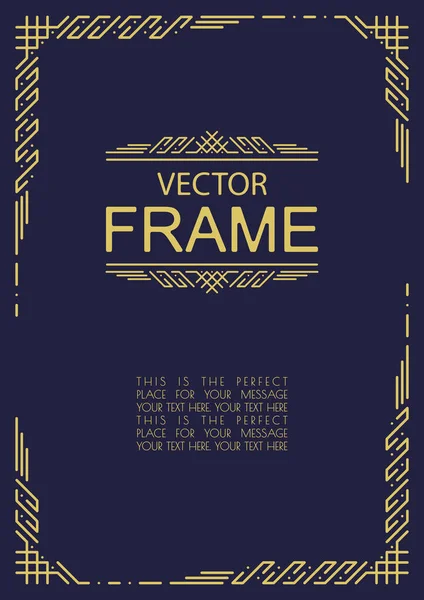 Vektor frame art deco gaya warna emas - Stok Vektor