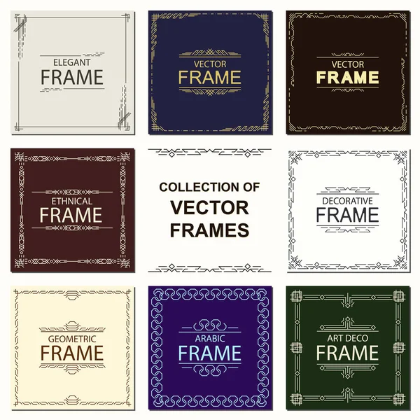 Conjunto de marcos vectoriales étnicos, estilo art deco — Archivo Imágenes Vectoriales