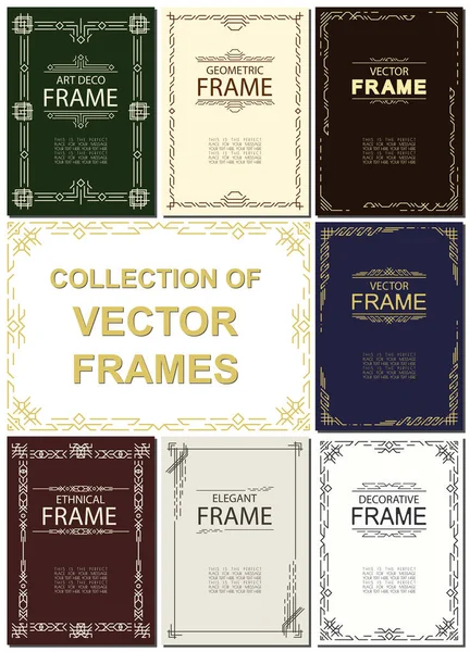 Vector frame set art deco, geometrische, etnische stijl — Stockvector