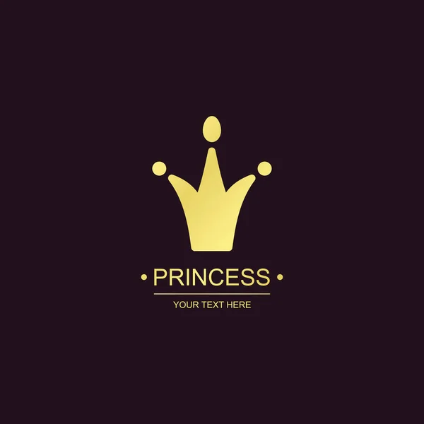 Prinzessin Krone Vektor Symbol Gold Stil — Stockvektor