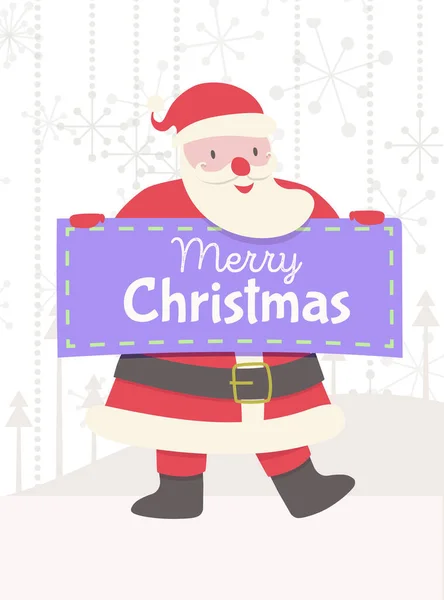 Tarjeta de felicitación con Santa Claus y banner — Vector de stock