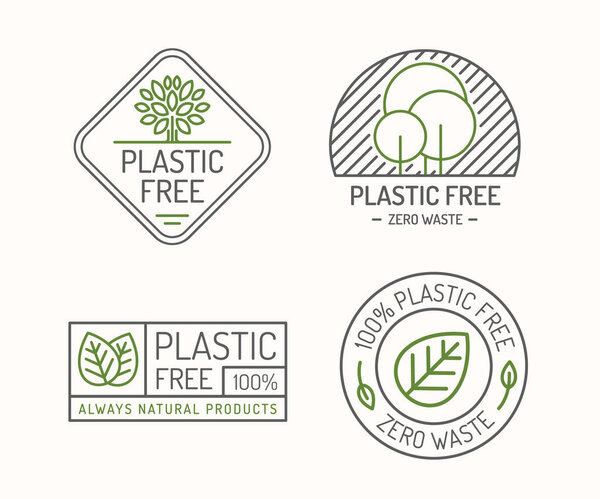 Plastic free vector sign set