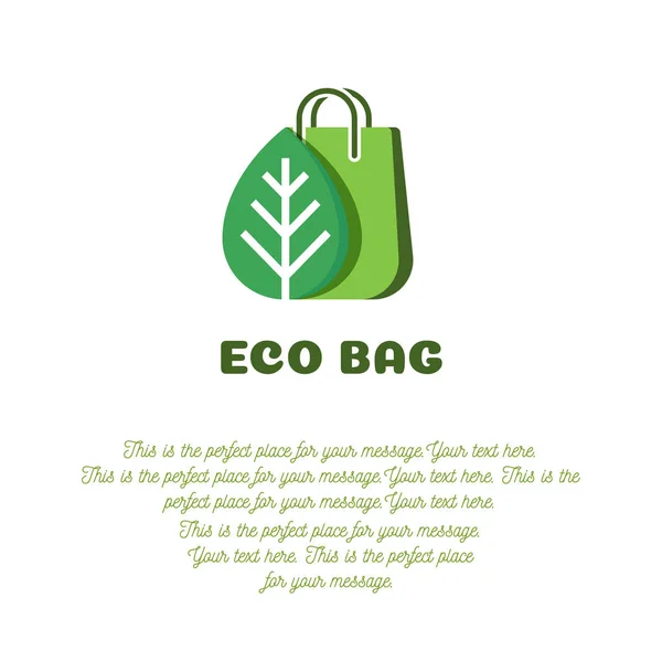 Conceito de banner de saco ecológico com saco e folha — Vetor de Stock