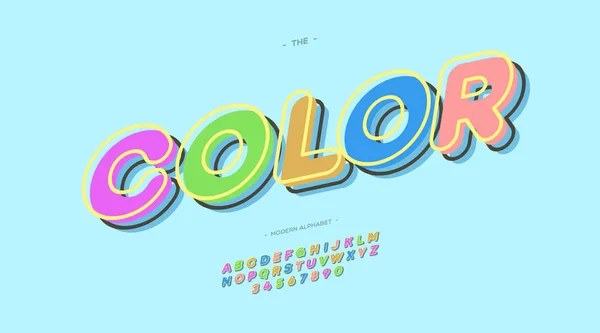 Vector font color 3D bold style — Stock Vector