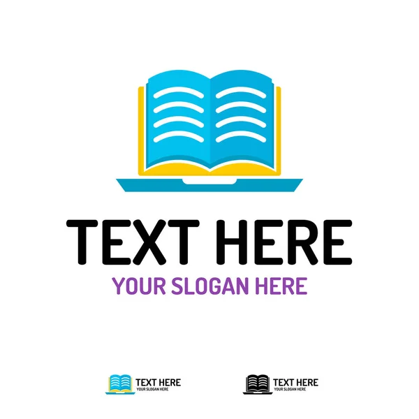 Online Εκπαίδευση λογότυπος με ανοιχτό βιβλίο και σημειωματάριο — Διανυσματικό Αρχείο