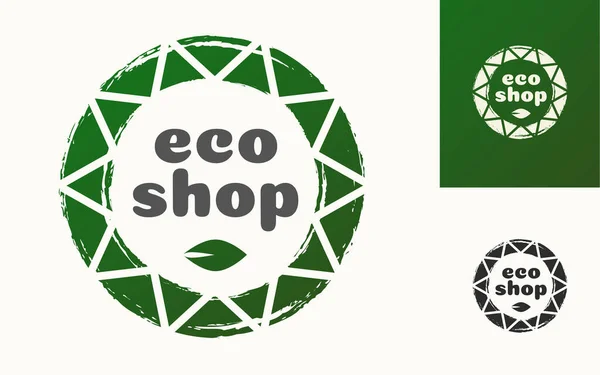 Vektor eco shop logo mit blatt — Stockvektor