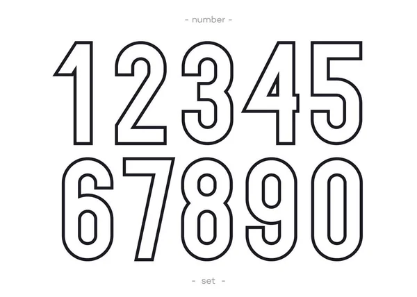 Vector number set bold line style — Stock Vector