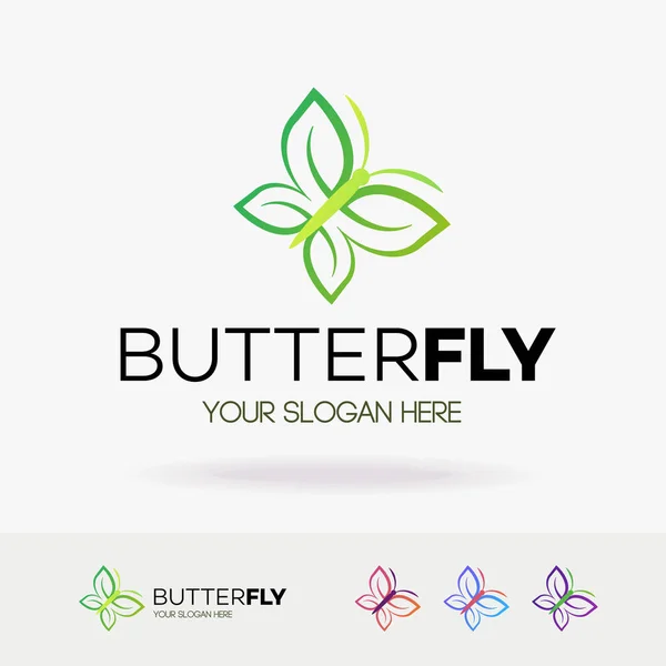 Schmetterling-Logo modernen Stil isoliert auf weißem Hintergrund — Stockvektor