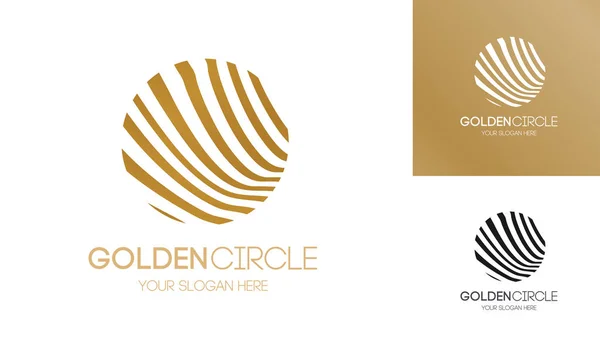 Círculo dourado logotipo estilo linha abstrata —  Vetores de Stock