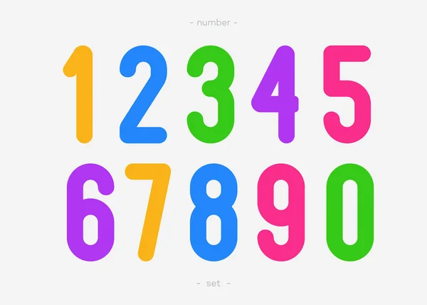 Vector number collection bold colorful style — Stock Vector