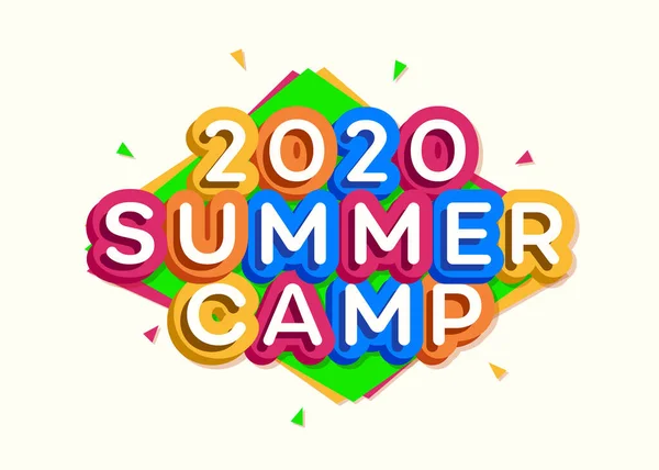2020 Kinder Sommerlager Banner Cartoon-Stil — Stockvektor