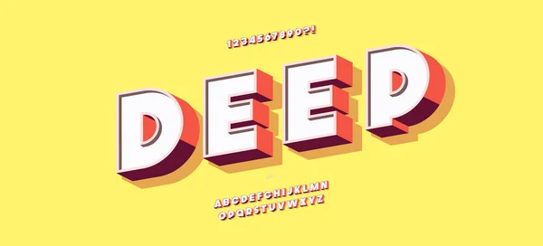 Deep fuente 3d negrita estilo tipografía moderna — Vector de stock