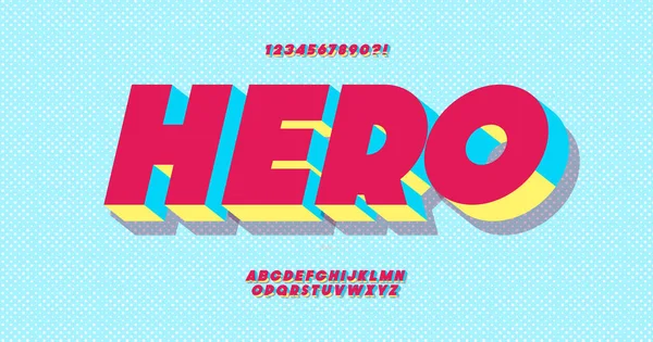 Hero lettertype 3d bold style — Stockvector