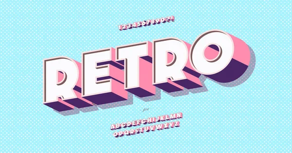 Vecror Retro lettertype 3d bold style — Stockvector