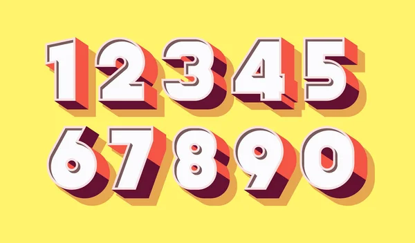 Набор векторных чисел 3d жирным цветом — стоковый вектор