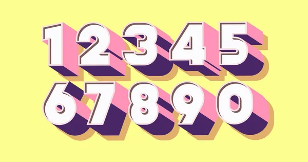 Zahlensatz 3d fett Farbe Stil — Stockvektor