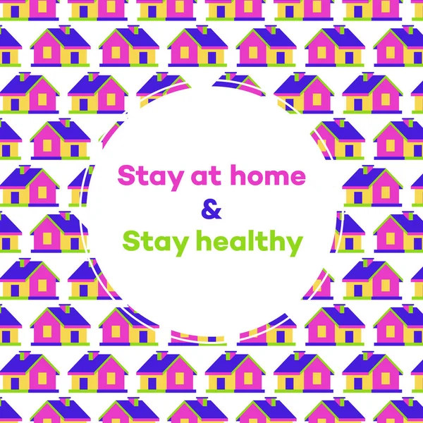 Stay home concept illustation on house background — Stock Vector