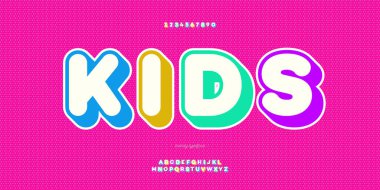 Vektör çocuklar 3D kalın yazı tipi