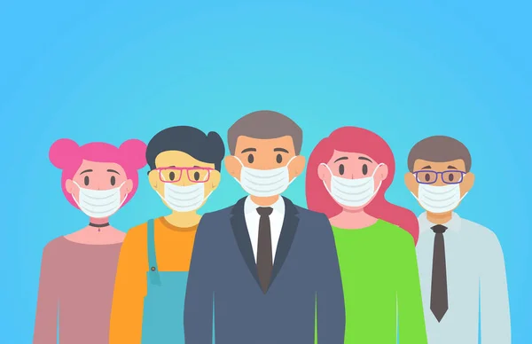 People in white medical face mask banner