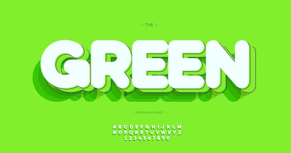 Grüne Schrift 3D fetter Stil moderne Typografie — Stockvektor