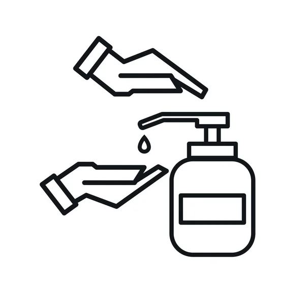 Washing hands with sanitizer soap gel vector icon